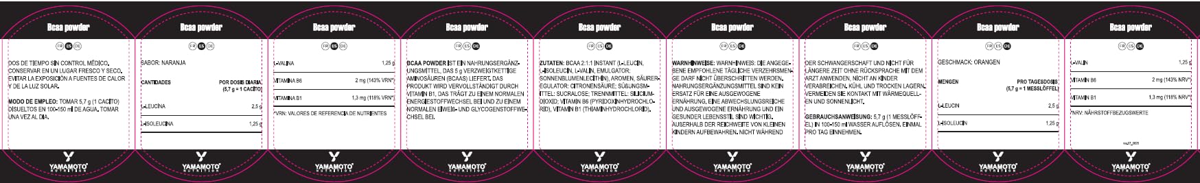 YAMAMOTO NUTRITION BCAA 2:1:1 300 gr, Integratore Alimentare di Aminoacidi Ramificati Fermentati con Vitamina B1 e B6, Integratore per Sportivi BCAA POWDER, Gusto Arancia