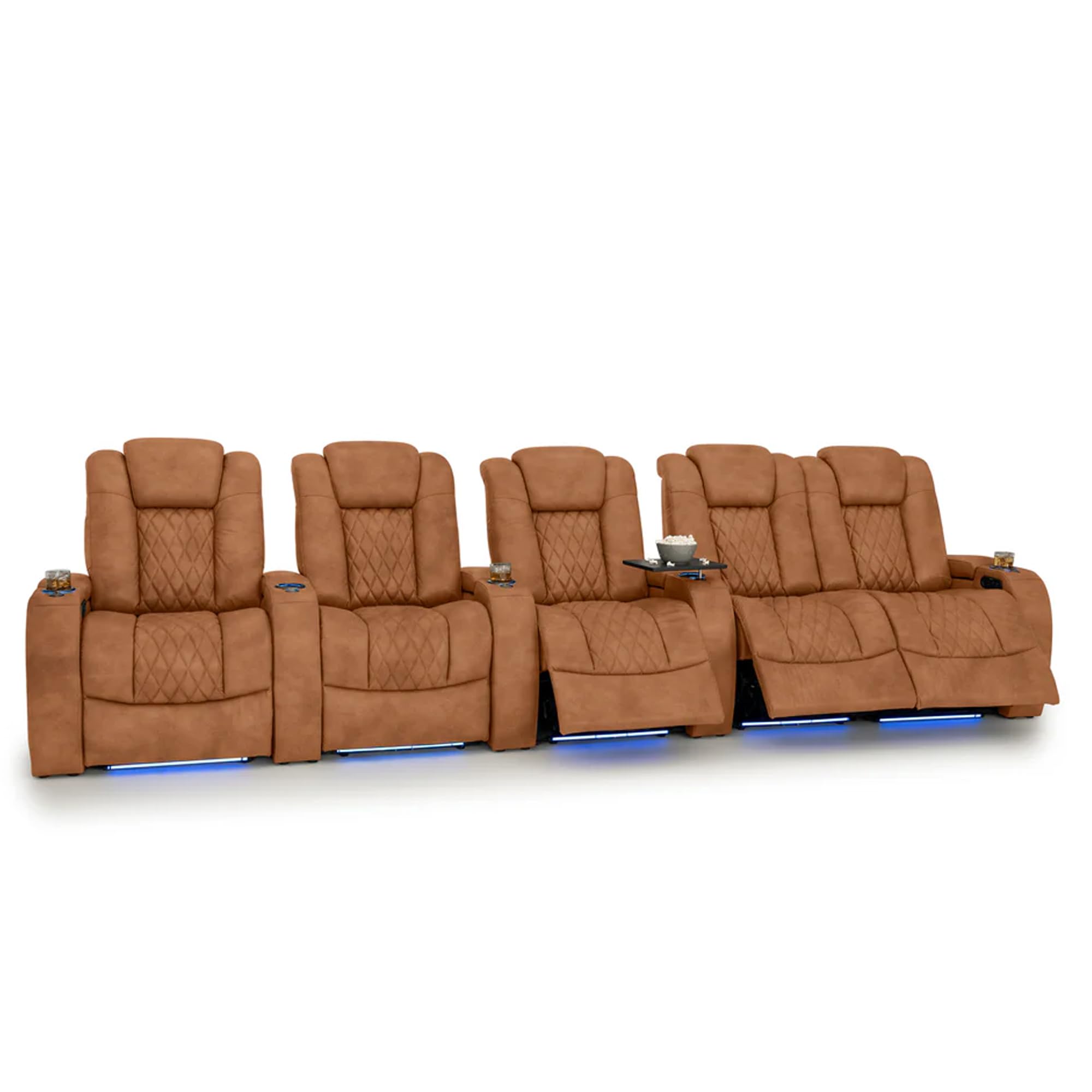 Seatcraft Diamante Home Theater Seating Tawny Row of 5 Right Loveseat