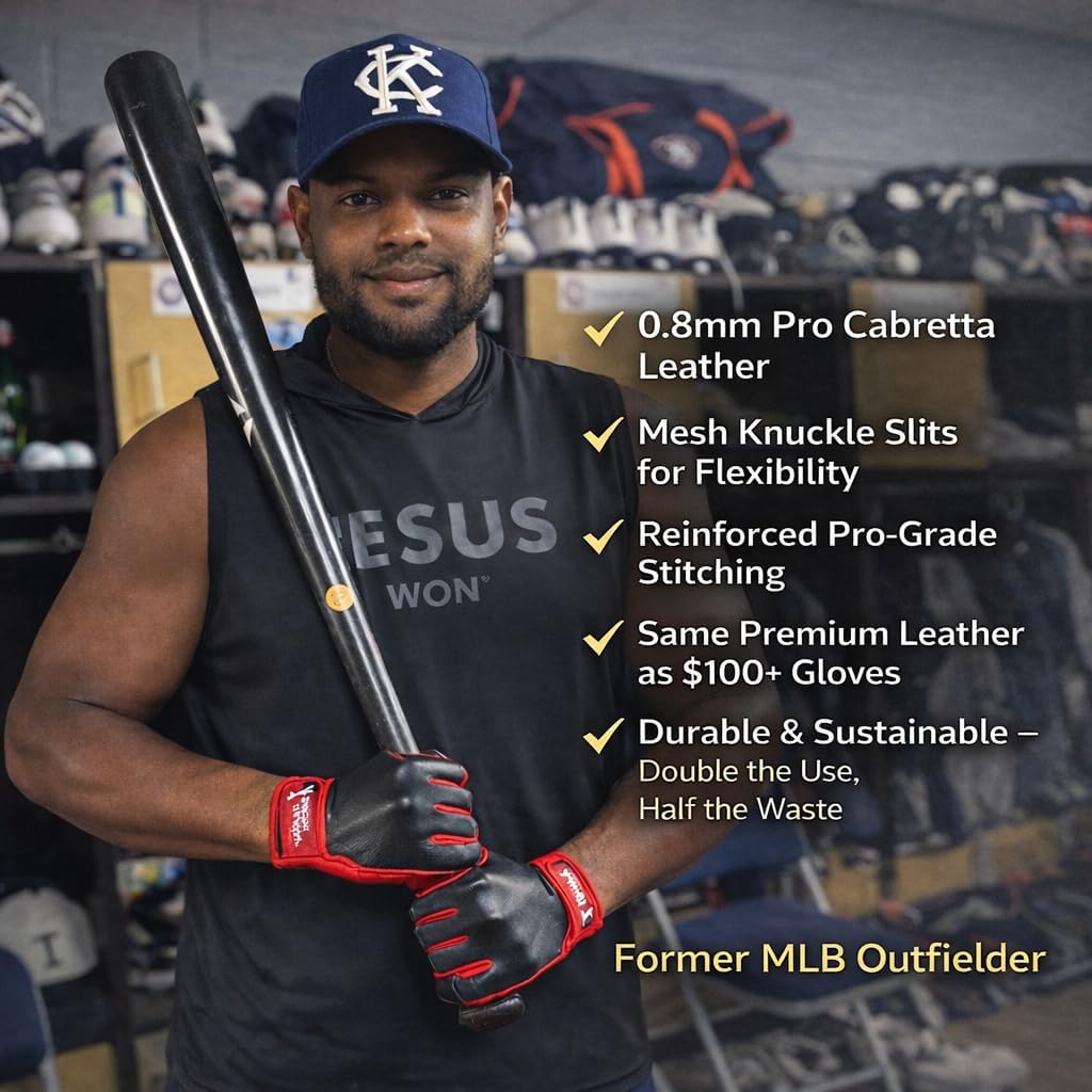 Batting Gloves - Patented Double-Sided Design - 2 Gloves in 1 - Exended wear