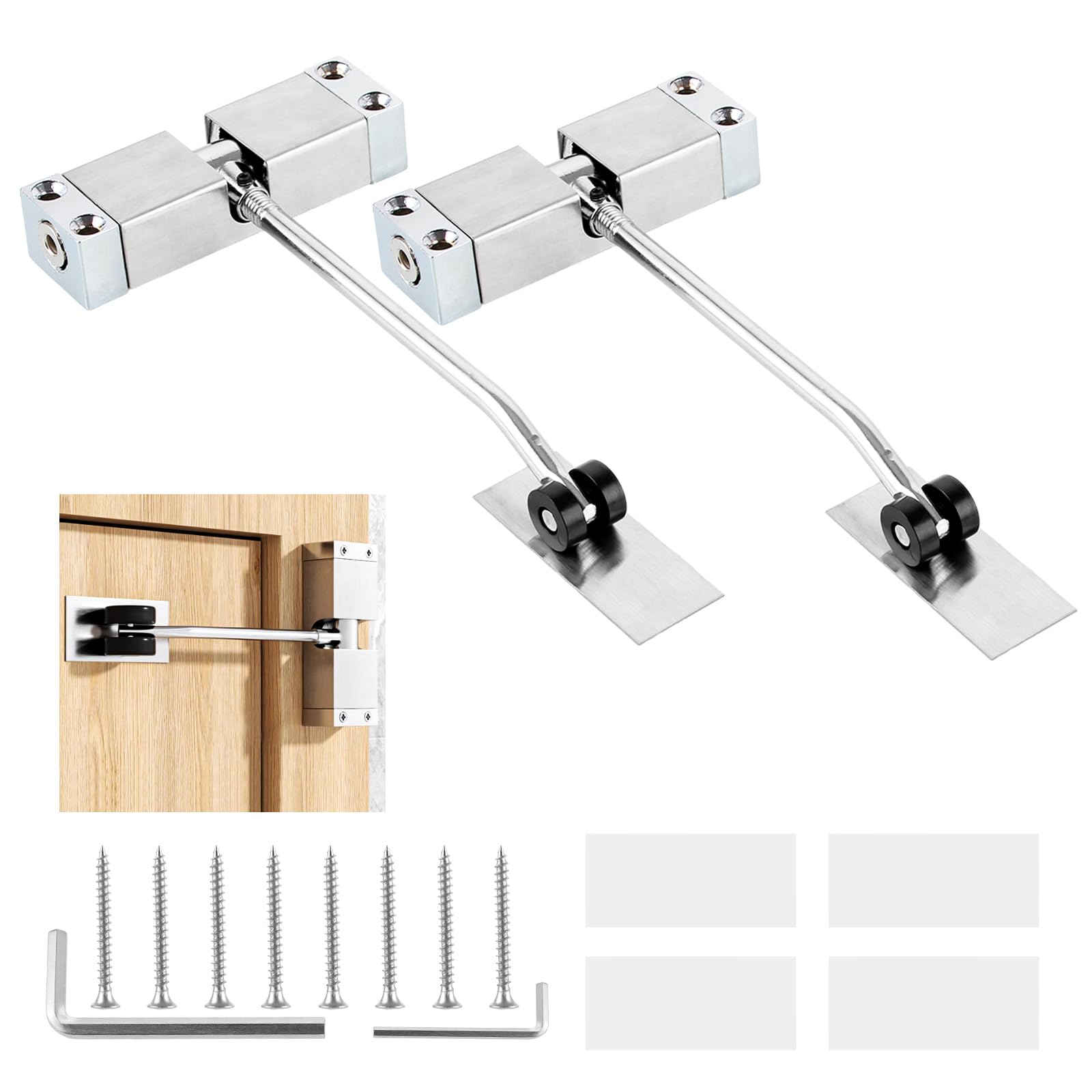 Lot de 2 Ferme Porte Automatique Alliage d'aluminium, 20-40KG Groom Fermeture Porte avec Ressort Réglable pour La Maison, Le Bureau, La Chambre