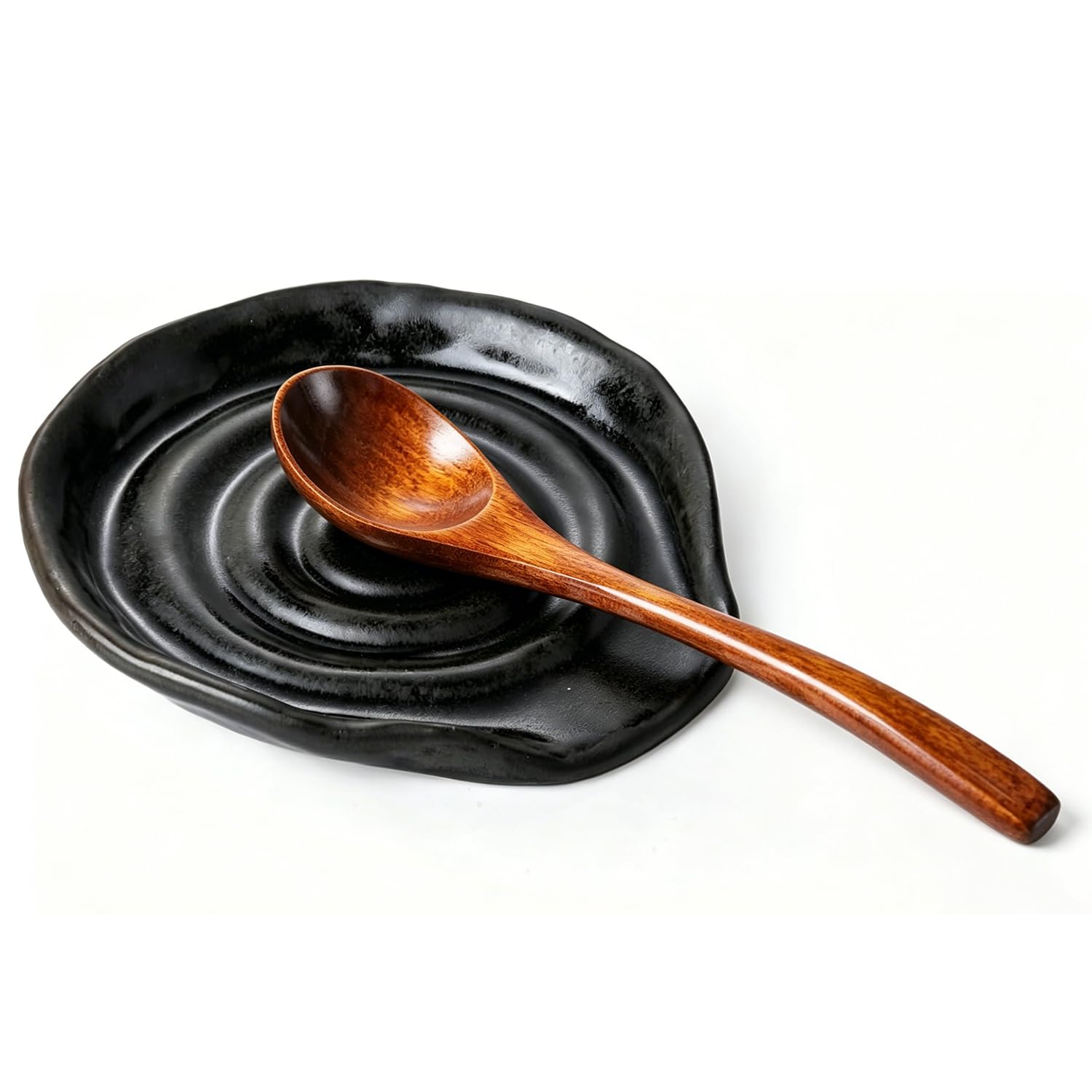 Spoon Rest for Kitchen Counter,Ceramic Spoon Holder,Ceramic Utensil Holder,Cooking Utensil Kitchen Spoon Rest -Essential Kitchen Gadgets & Accessories (Vintage Black)