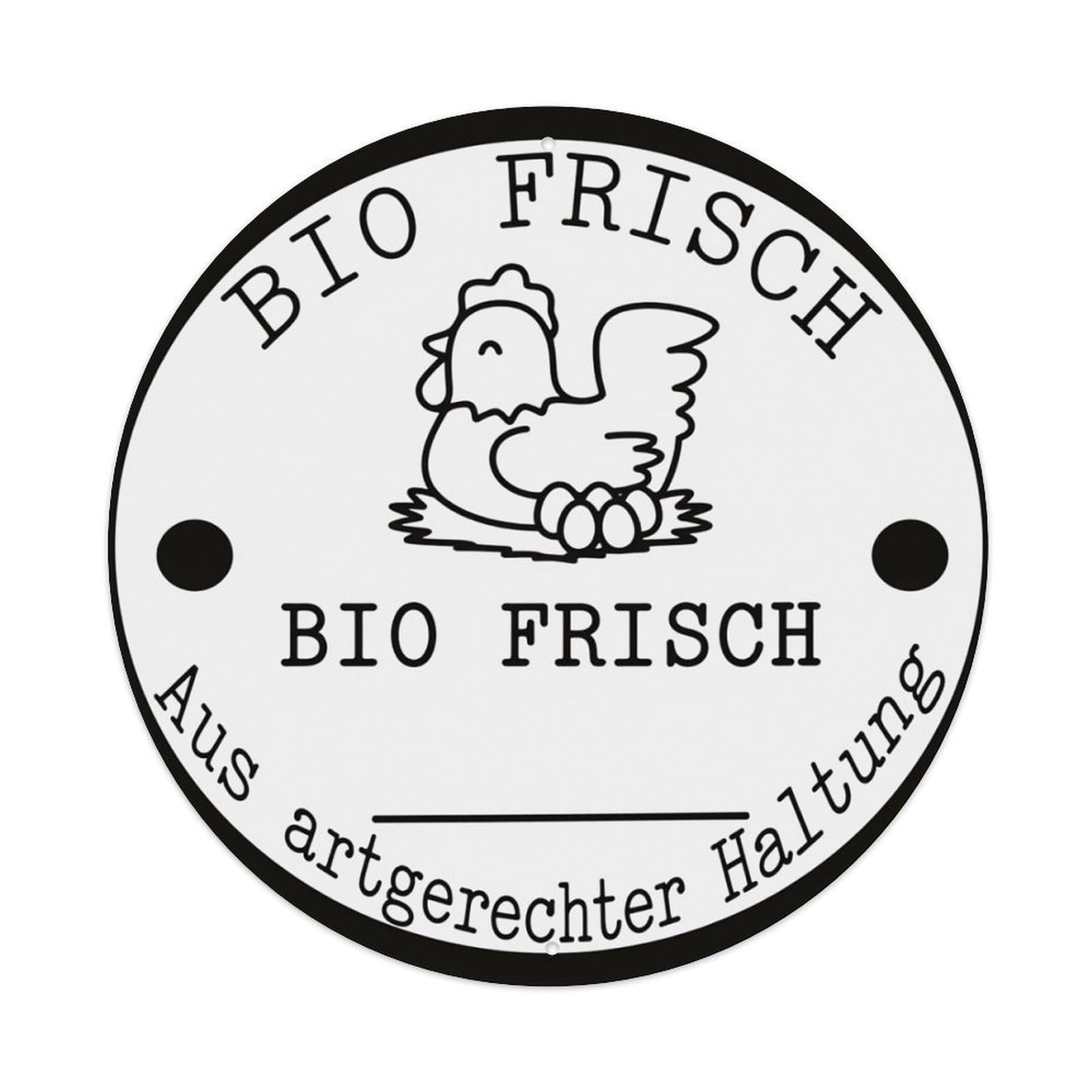 Bio Frisch Chicken Eggs Organic Round Tin Sign Retro Metal Sign for Cafe Bar Pub Home Game Room Gym Club Wall Decoration Vintage Metal Poster 8x8 Inch
