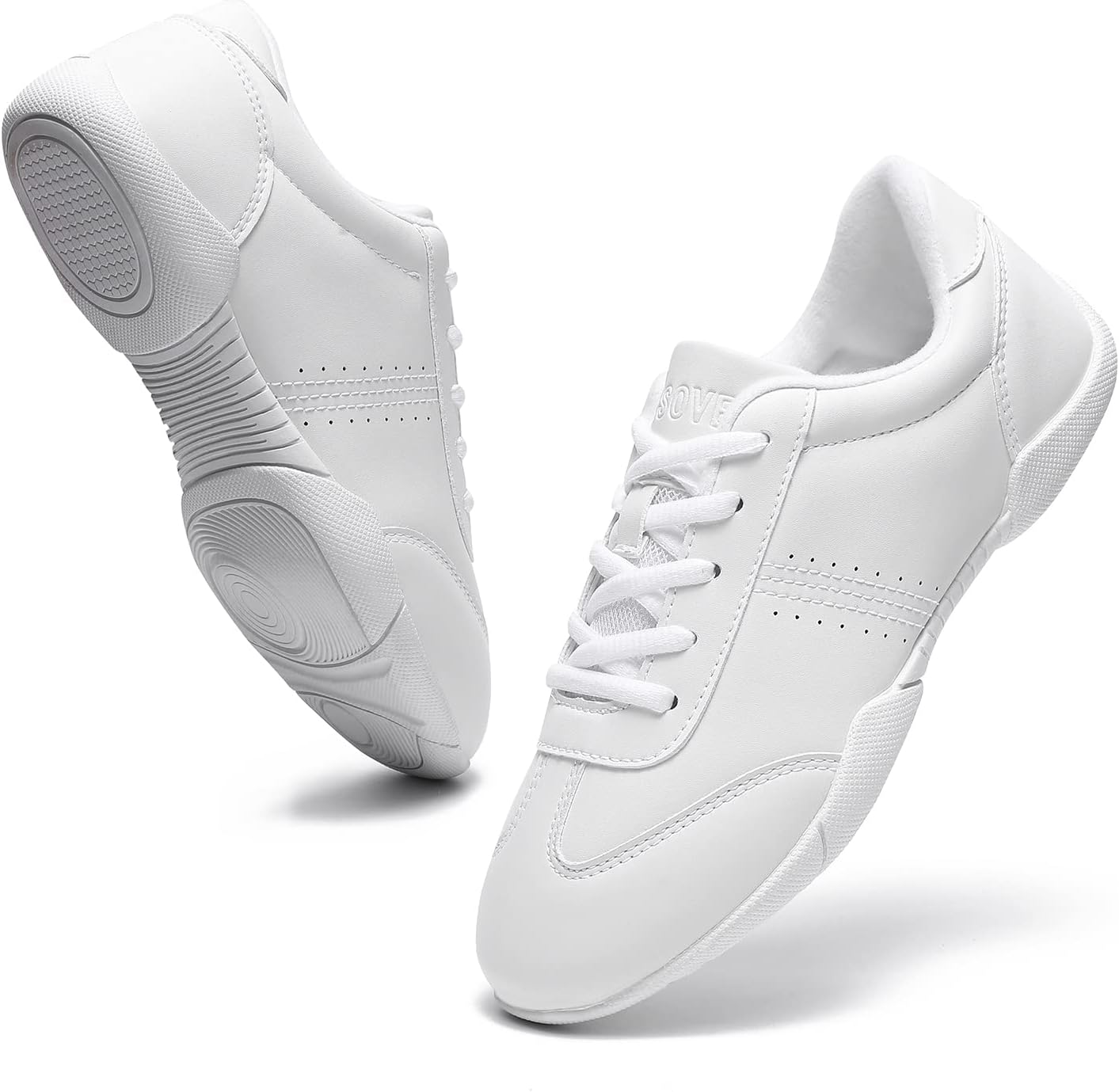 LANDHIKER Girls Cheer Shoes White Cheerleading Shoes Dance Athletic Training Tennis Breathable Youth Dancing Lightweight Competition Comfortable Cheer Sneakers - Image 6