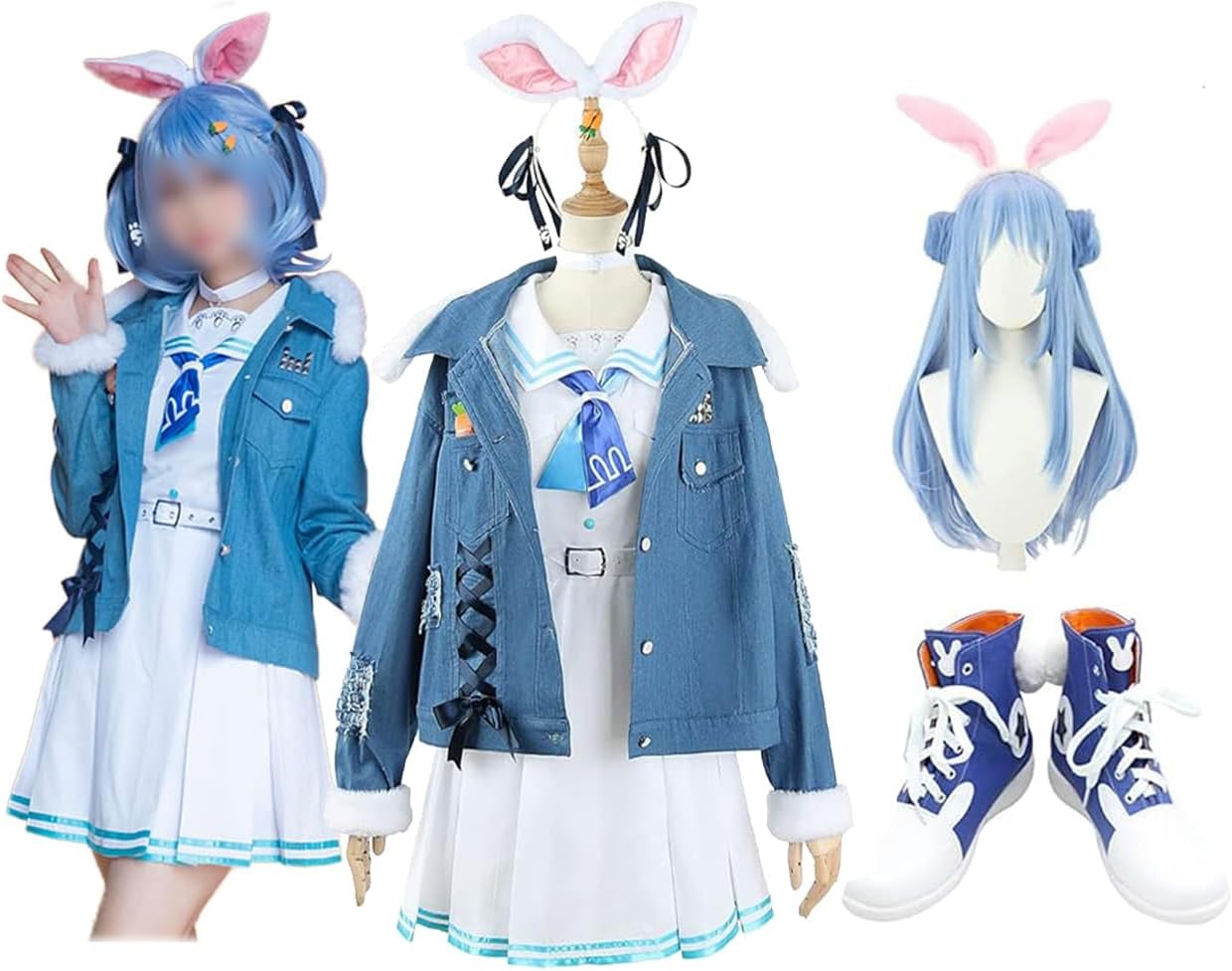 Amazon.co.jp: [楽コス] 兎田ぺこら コスプレ 衣装 全セット うさぎ耳