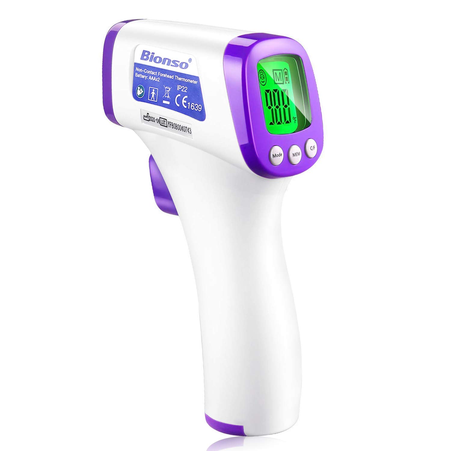 Bionso No Touch Forehead Thermometer for Adults and Kids, Fast and Professional Accurate, Upgraded Non Contact Digital Human Temperature Gun for Baby and Child, Infrared Object Thermometer Fever Alarm