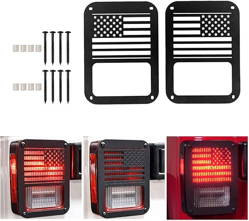 Cubiertas de luz para Jeep con bandera de Estados Unidos, protectores de luz compatibles con Jeep Wrangler JK Unlimited Jeep 2007-2018, accesorios