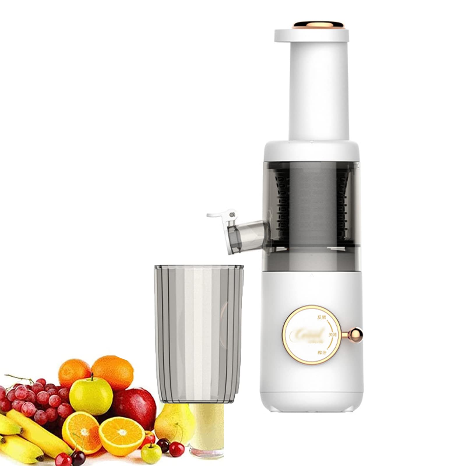 Exprimidor lento para masticar, exprimidor eléctrico compacto de prensa en frío con capacidad de 620 ml, licuadora portátil, función inversa para cítricos, frutas, verduras, fácil de limpiar y motor