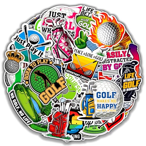 Image of Golf Stickers 50 Pieces Vinyl Waterproof Decal for Laptop Water Bottle Phone Car Window Bike Motorcycle Stakeboard Scrapbook Golfing Sticker Gifts