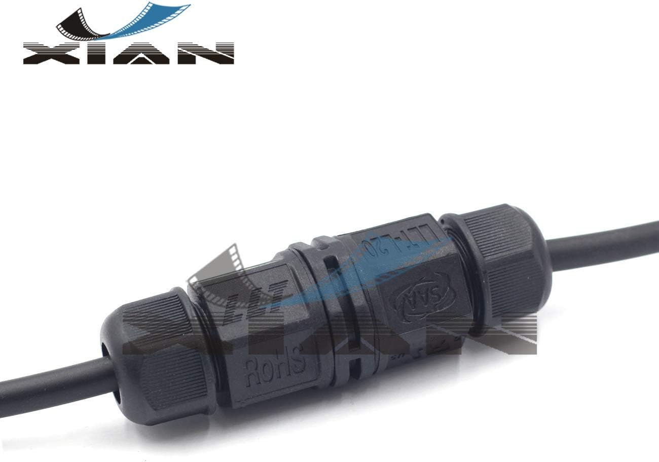 Y'XIAN LLT L20 3Pin Outdoor Wire Connector IP67 Waterproof Junction Box External Sleeve Coupler Ø 5-9mm Cable Range