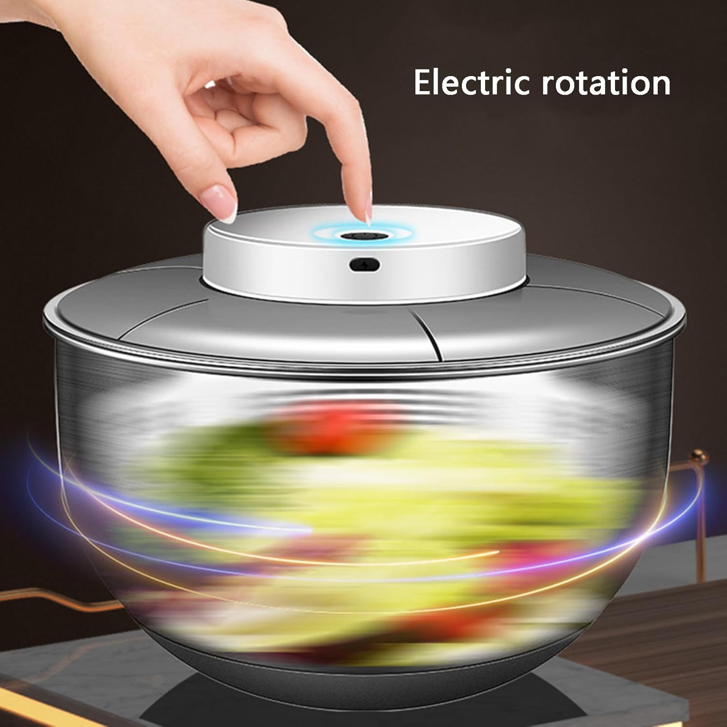 Centrifuga per Insalata Elettrica Automatica, Centrifuga per Lattuga da 4,8 Litri, Rondella per Lattuga Rotante per Insalata in Acciaio Inossidabile, Ricaricabile Tramite USB, per Insalata