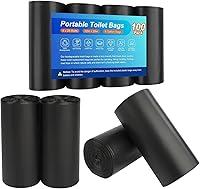 Vista 1 de 100 piezas de bolsas de inodoro portátiles para acampar, bolsas biodegradables para orinal portátil, bolsas de basura de 8 galones compostables