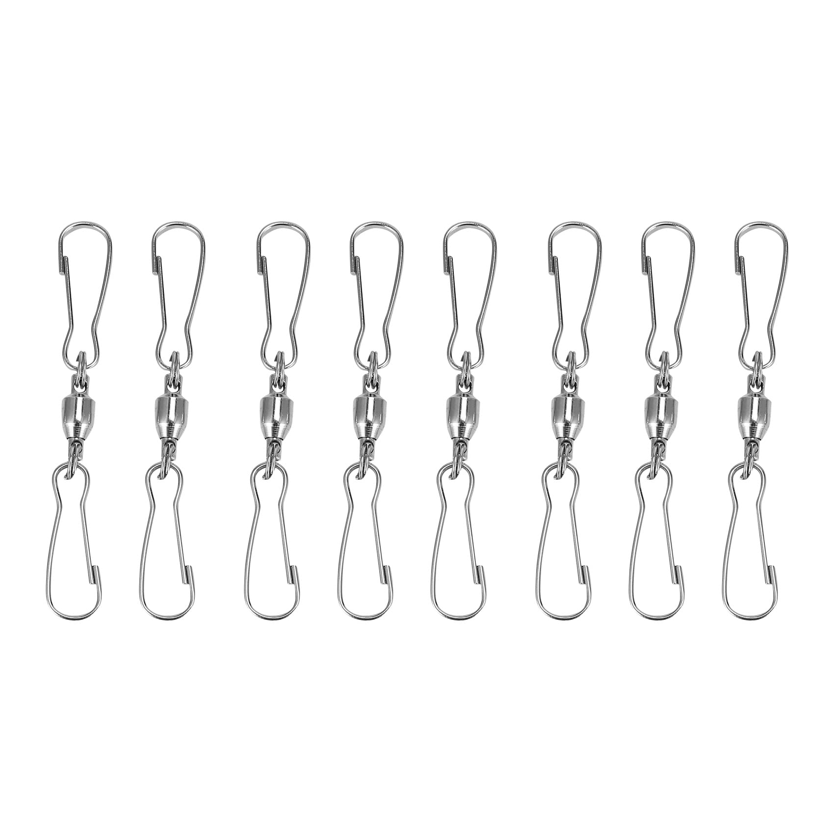 Simpls Silver Pack Of 8 Double Clip Swivel Hooks For Wind Spinner, Windsock, Bird Feeder, Wind Chimes Crystal Twisters