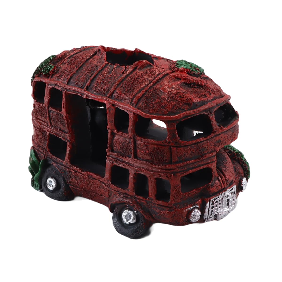 Riven Resin Car Wreck Aquarium Ornament Bus Hiding Place Decoration for Fish Tank Landscape and Aquatic Pets