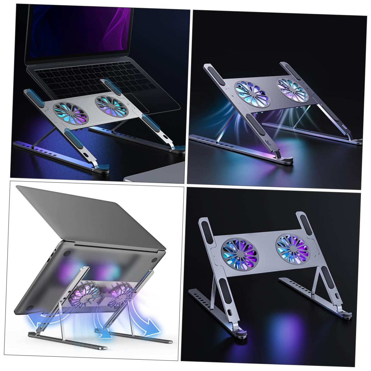 SHINEOFI Support Réglable Ventilé pour Ordinateur Portable en Alliage D'aluminium Circulation d'air Interne et Externe, Design Spécial et Texture Raffinée pour Bureau