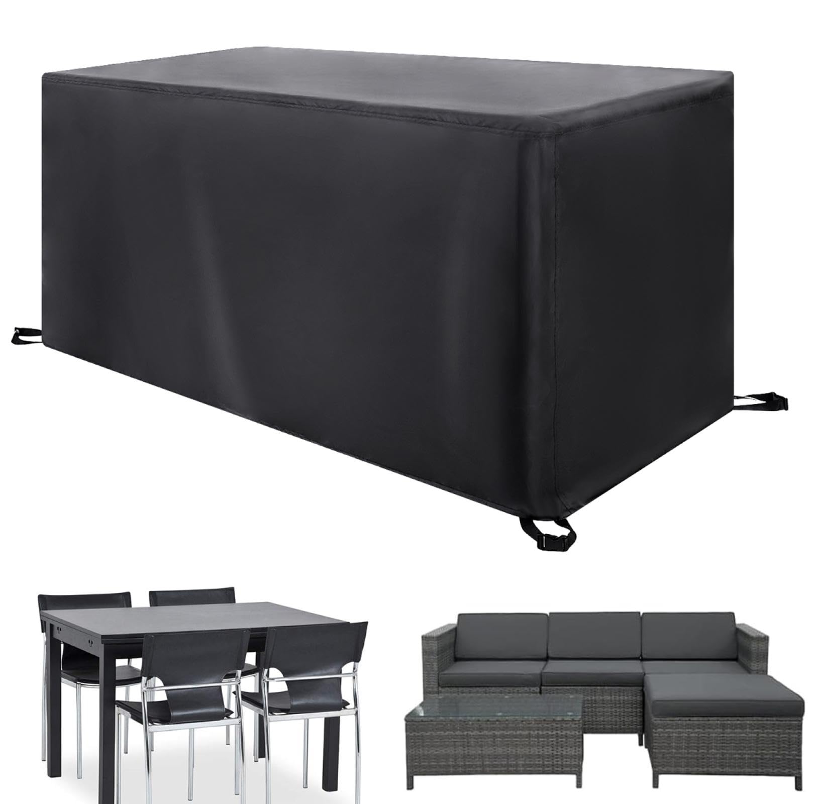 Copertura per mobili da giardino in tessuto Oxford 420D, impermeabile, 225 x 116 x 82 cm, per mobili da esterno, in rattan, set di coperture per mobili da giardino, per divano da esterno, nero