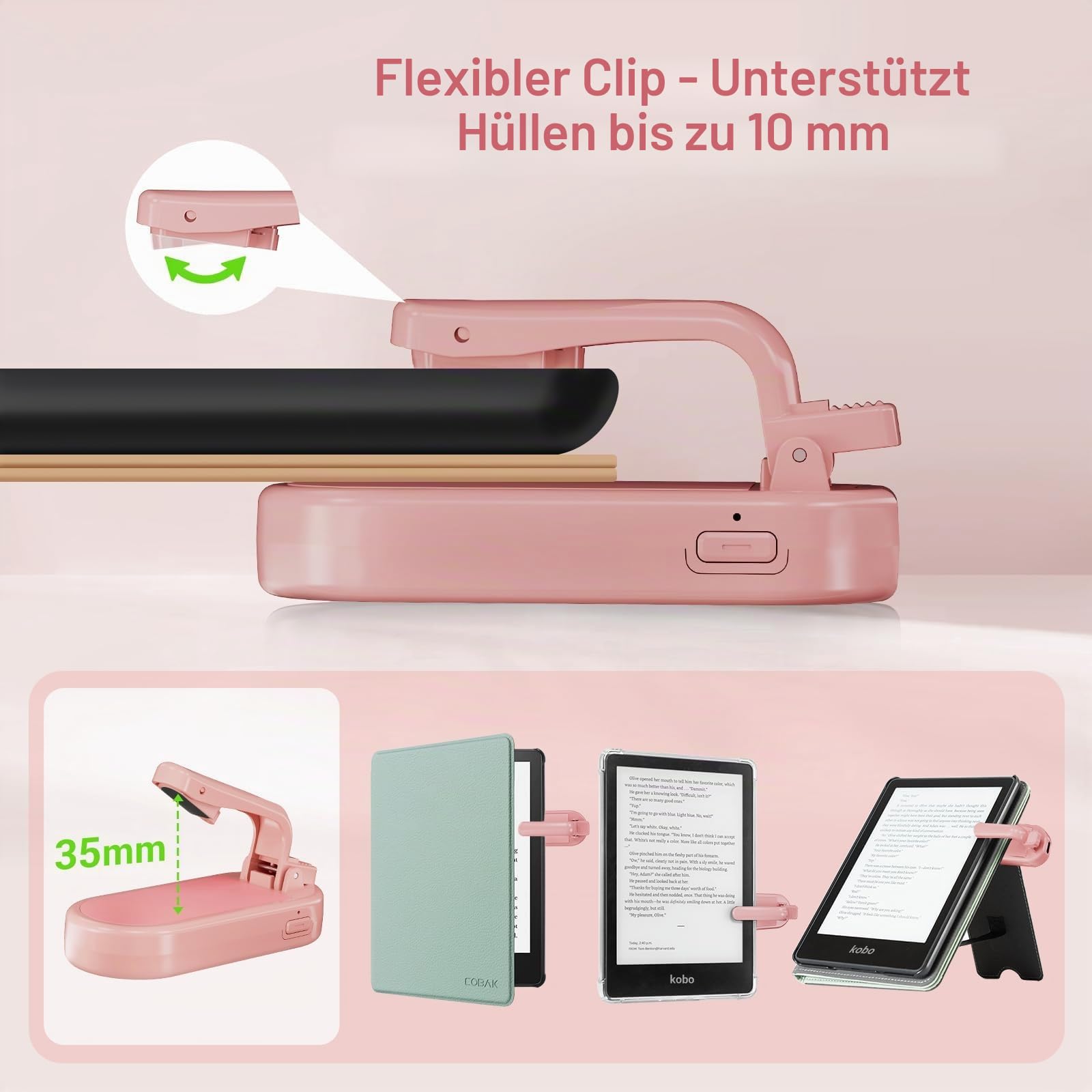 CoBak Seitenumblätter mit Fernbedienung für Kindle Paperwhite, Oasis, Voyage, iPad, iPhone & Kobo – Kabellose RF-Verbindung ohne Bluetooth, 30 Tage Akku, Kamera-App-Steuerung exklusiv für iOS