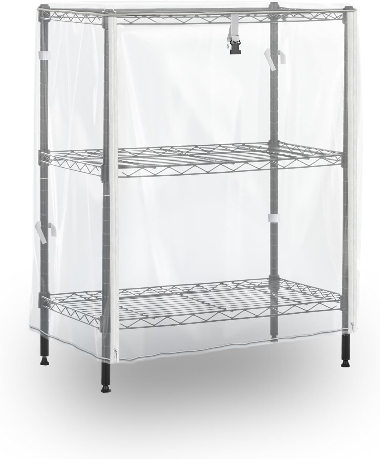 PVC Waterproof 3 Shelf Wire Rack for Wire Shelf Cover - 24" W x 14" D x 30" H - Protects from Dust and Debris - Only Cover (Transparent)
