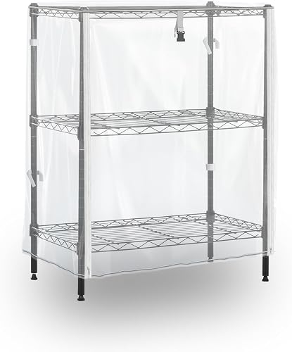 IndigoTempest9 Wire Shelving Cover 24x14x30 Inch Clear Waterproof PVC Cover with Dual Zipper Door for 3-Tier Rack IndigoTempest9 Wire Shelving Cover 24x14x30 Inch Clear Waterproof PVC Cover with Dual Zipper Door for 3-Tier Rack
