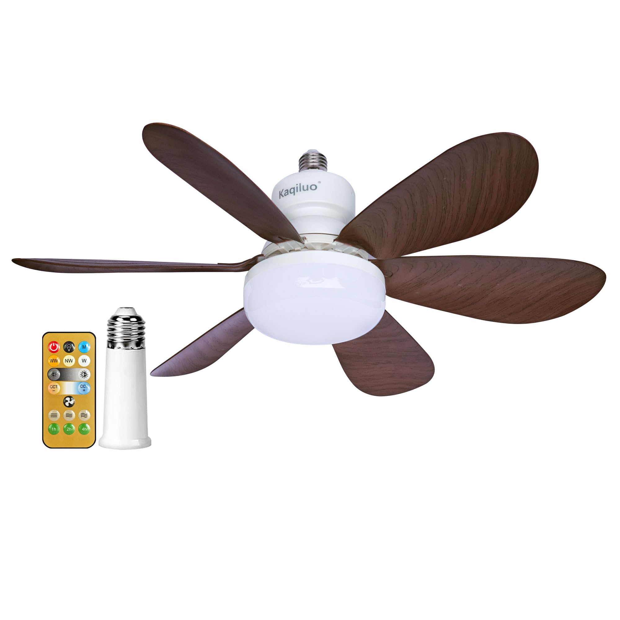 Fan with Light for Socket, 20.5’’ Wireless Fan Light with Extender, Easy to Install, E26/E27 Base, Ceiling Fan for Bedroom/Garage/Balcony