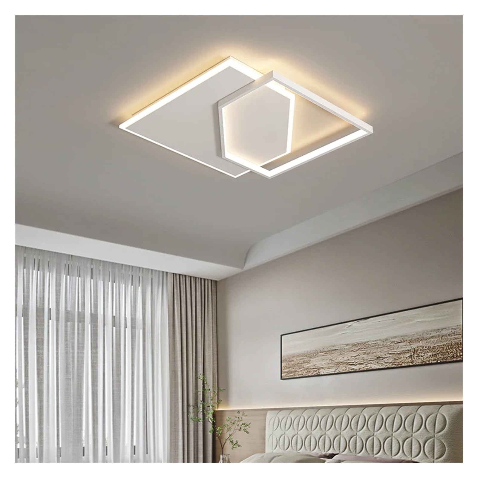 Plafonnier LED salon blanc suspension design polygone pour chambre