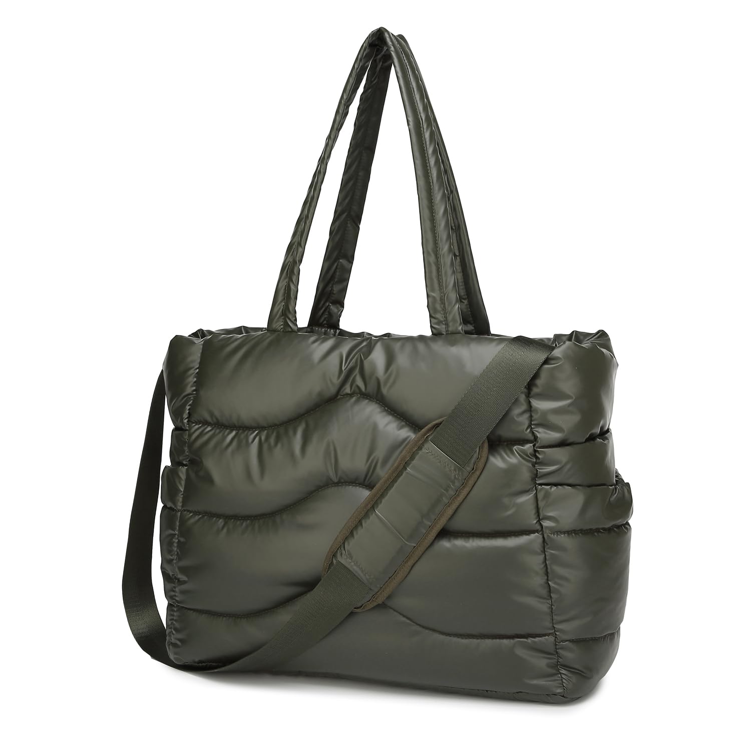 Quilted Puffer Tote Bag for Women- Stylish Multi-Way Carrying Shoulder Bag with Laptop Compartment