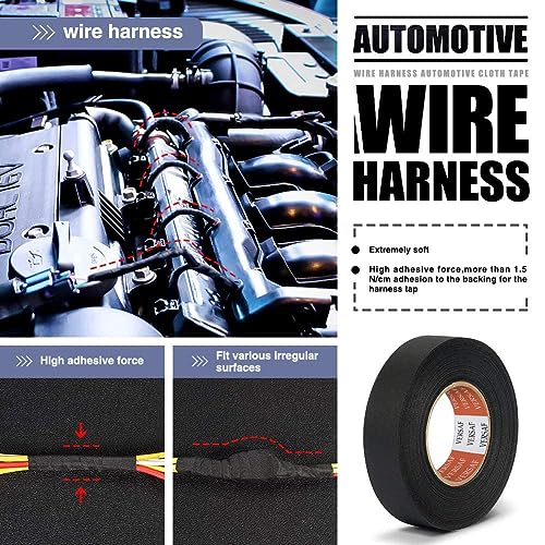 Image of Wire Harness Automotive Cloth Tape,Adhesive Wire Loom Harness Tape High Noise Resistance Heat Proof Chemical Fiber Fabric Electrical Tape for Car Automotive Heat Resistant Insulation
