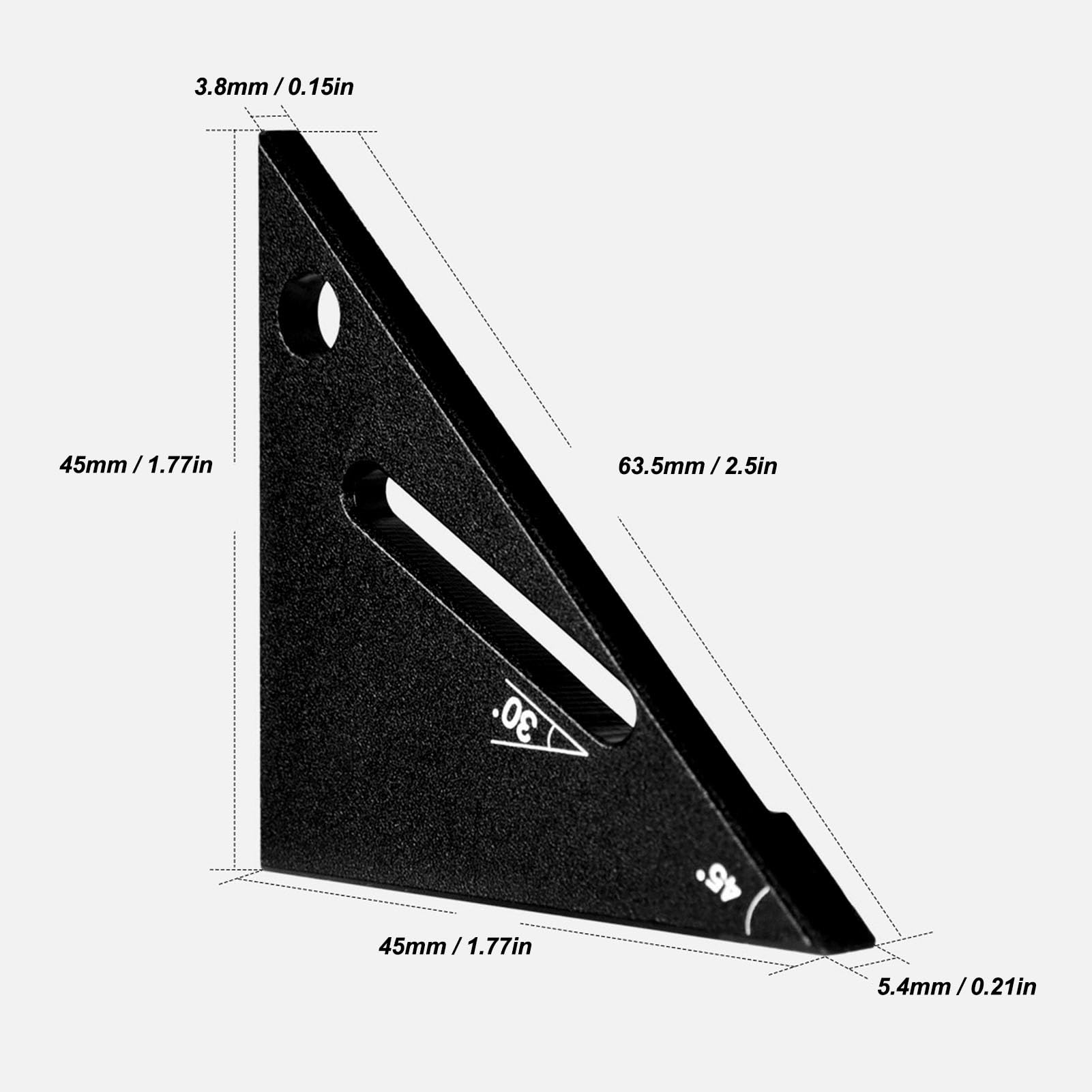 Righello Triangolare Professionale in Lega di Alluminio per la Lavorazione del Legno, misurazione di precisione degli Angoli.