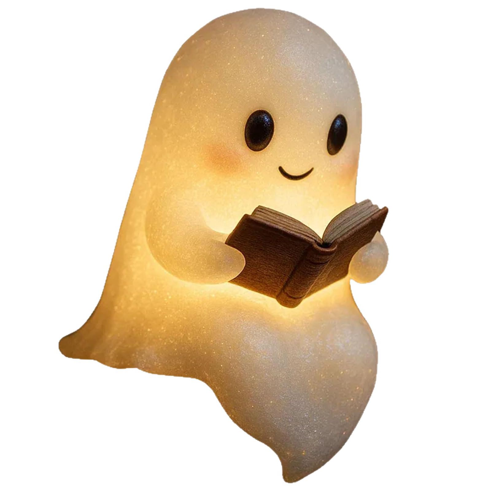 Estantería de libros fantasmal de Halloween para decorar tu estudio con adornos en miniatura