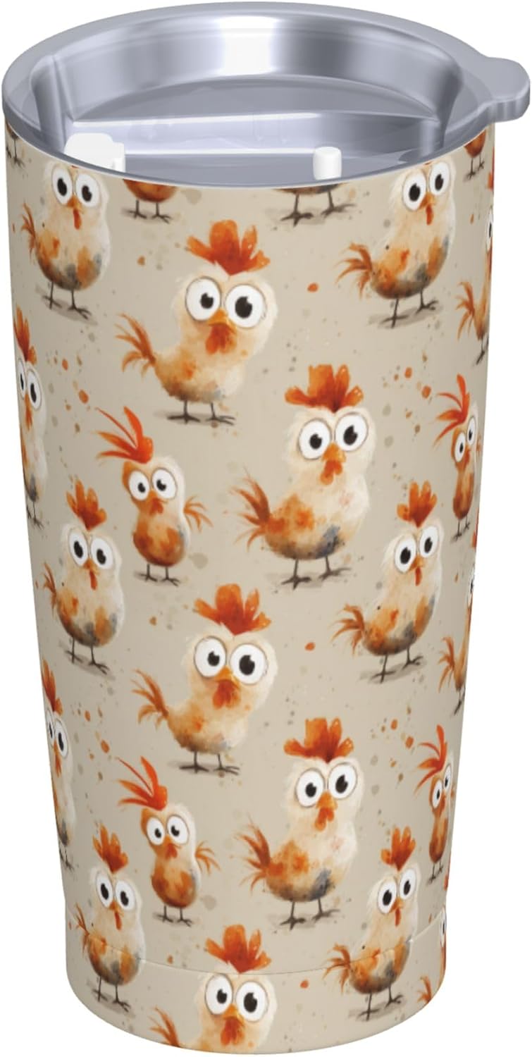 Chicken Tumbler with Lid and Straw 20oz Insulated Reusable Stainless Steel Travel Mug Double Wall Vacuum Coffee Cup for Hot Cold Drinks Leak-Proof Portable Cups for Women Men Gifts - Image 5