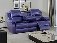 Vista 11 de Juego de 2 sofás reclinables manuales de cuero sintético, juego de sofá reclinable para sala, muebles modernos para sala con portavasos/consola