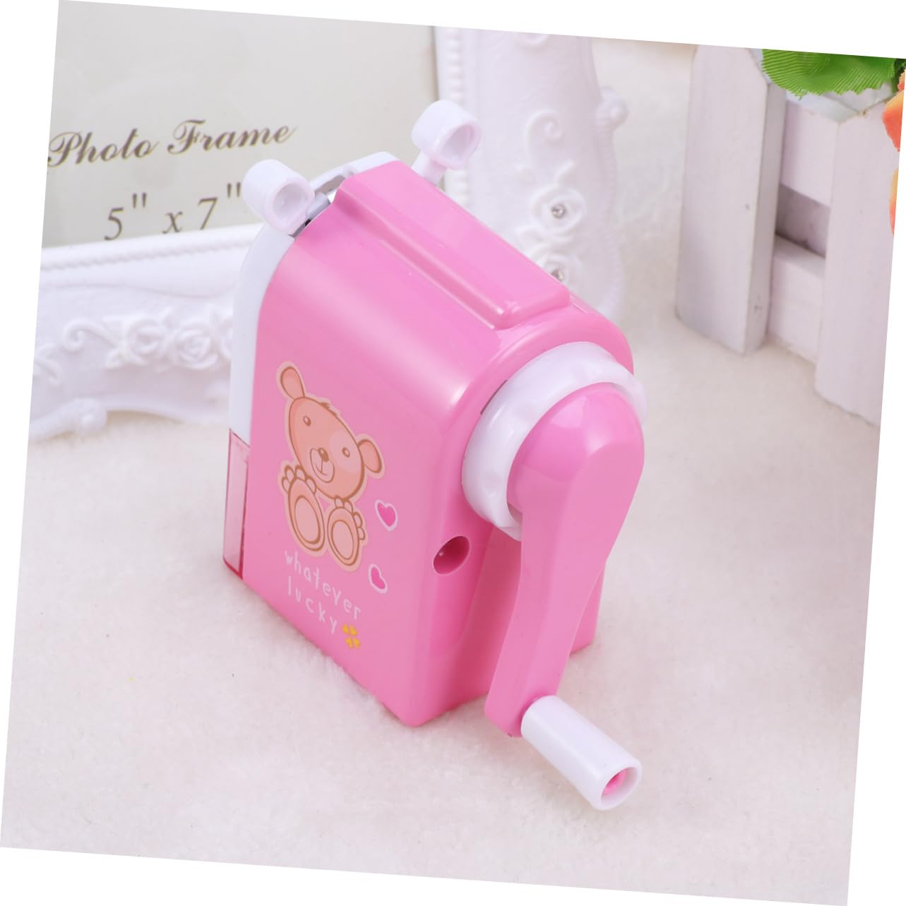 Ciieeo 3pezzi Temperamatite Manovella Cartoon Per Ragazzo Ragazza Design Casa Per Scuola e Ufficio Compatibile Con Matite Standard e Triangolari Leggero e Pratico Color Rosa