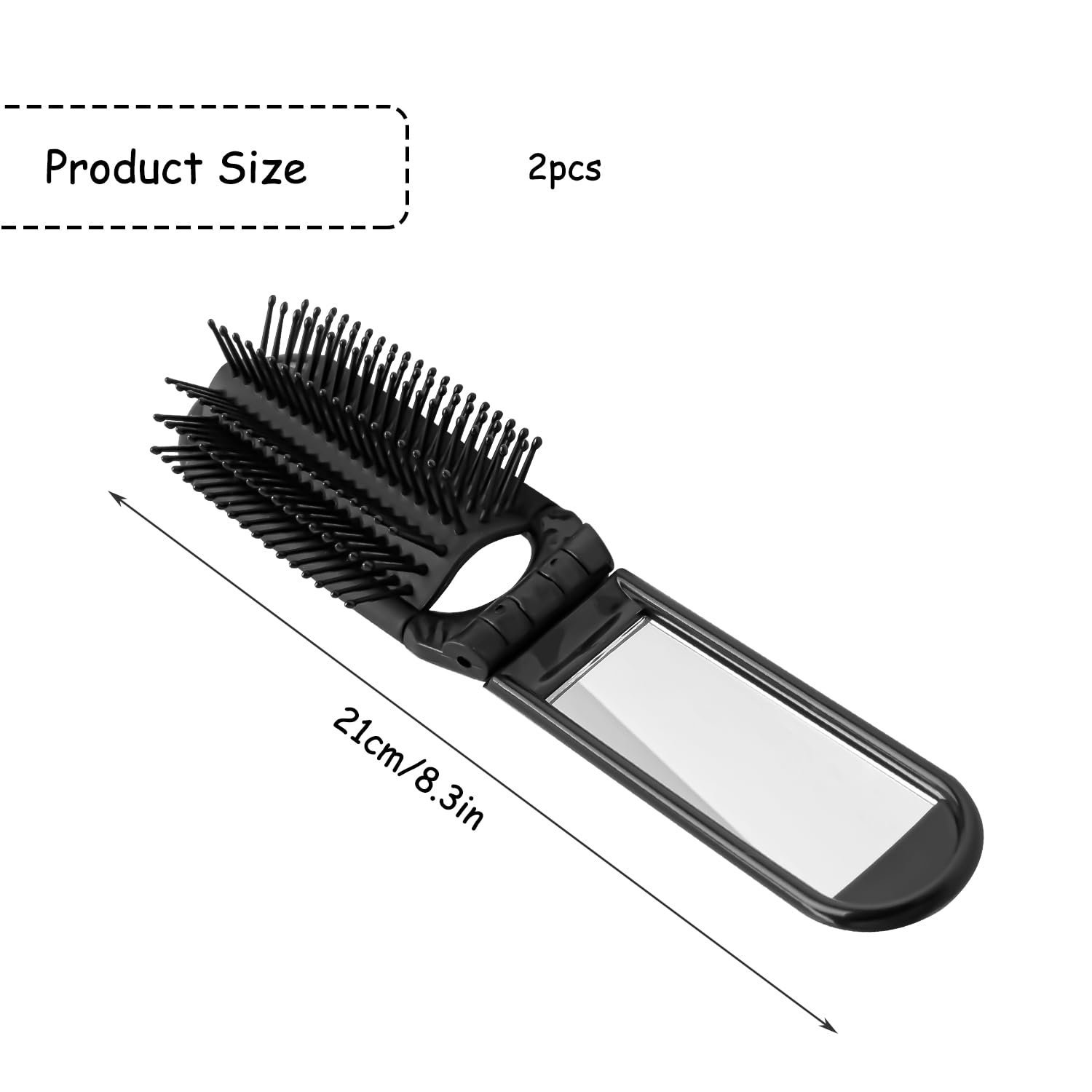 Luckious 2 PCS Travel Hair Brushes with Mirror, Folding Hair Brushes, Portable Hair Brushes, Mini Hair Brushes - Image 2
