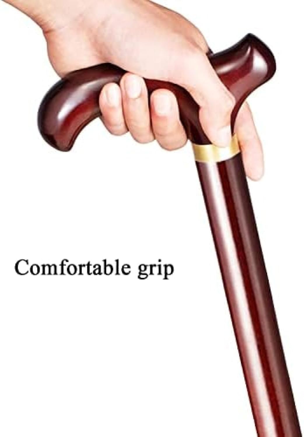 Bastone da Passeggio per Anziani, Bastone in Legno Massello, Impugnatura Ergonomica, Base Antiscivolo, Ausilio Leggero per Camminare per Uomini E Donne, Dark Brown, 85cm