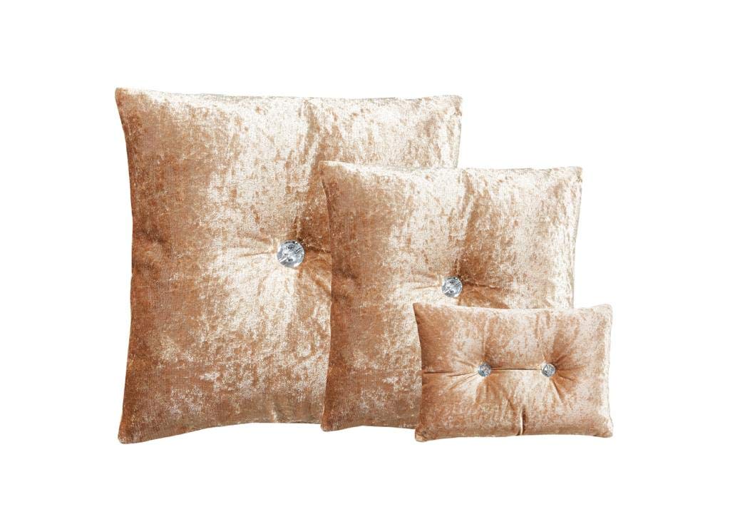 100% Crushed Velvet Luxury & Modern Plain SANTIAGO Soft Cushion (Small-Large) (Beige, 14" x 20")