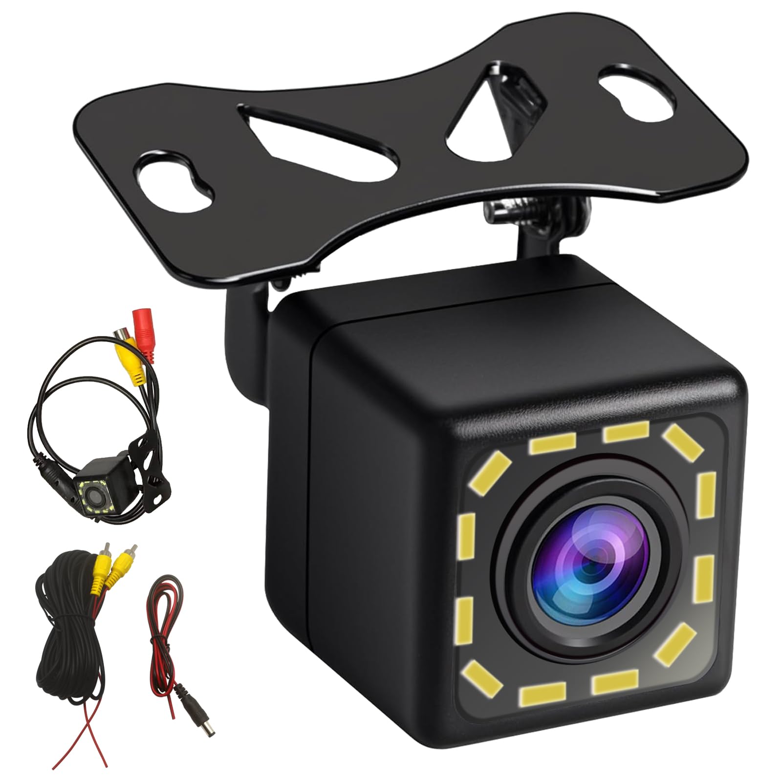 MAGT Auto achteruitrijcamera, 12 V, 170 graden HD, waterdichte achteruitrijcamera, nachtzichtcamera, achteruitrijhulp, parkeerhulp, parkeermonitor