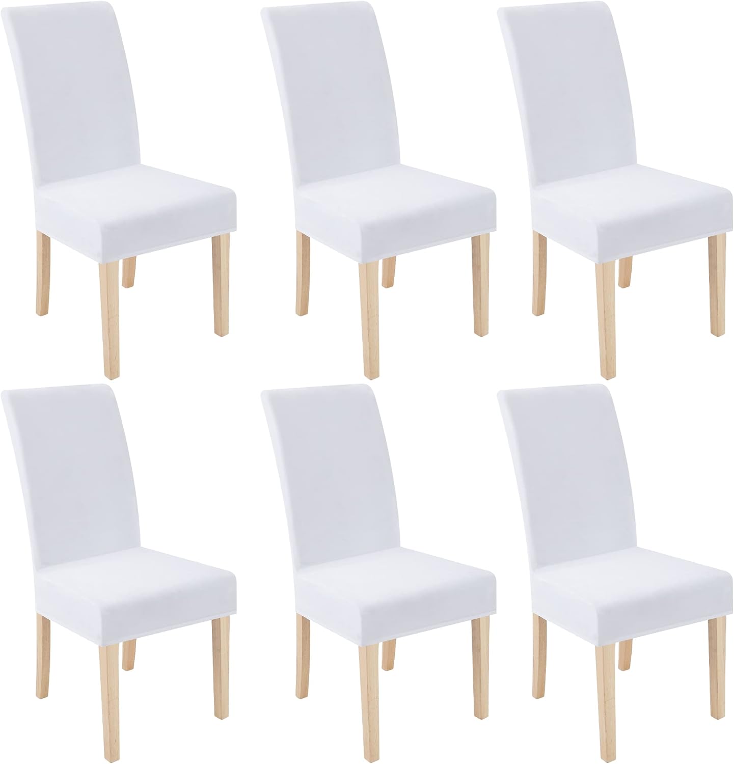 Smiry Velvet Stretch Chair Covers for Dining Room Set of 6, Soft Fit Removable Washable Kitchen Parsons Chair Slipcover Protector, Raw White