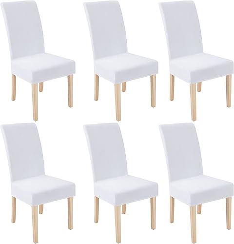 Vista 29 de Smiry Juego de 6 fundas elásticas de terciopelo para sillas de comedor, suaves, extraíbles y lavables, fundas protectoras para sillas Parsons