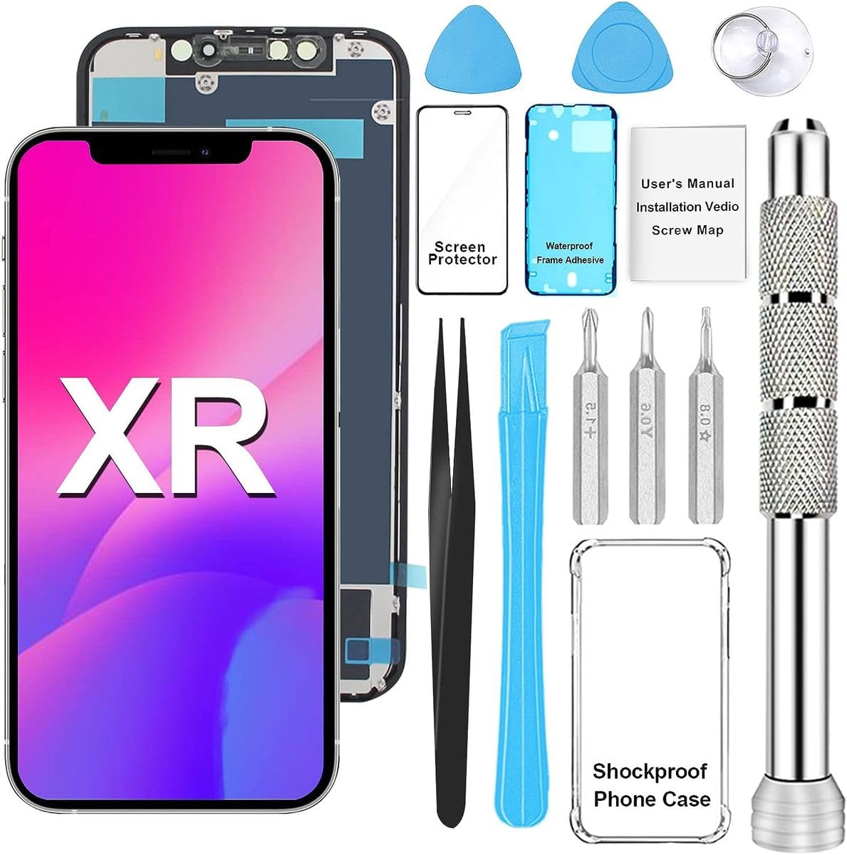 iPhone XR Screen Replacement 6.1 Inch Black, 3D Touch LCD FHD