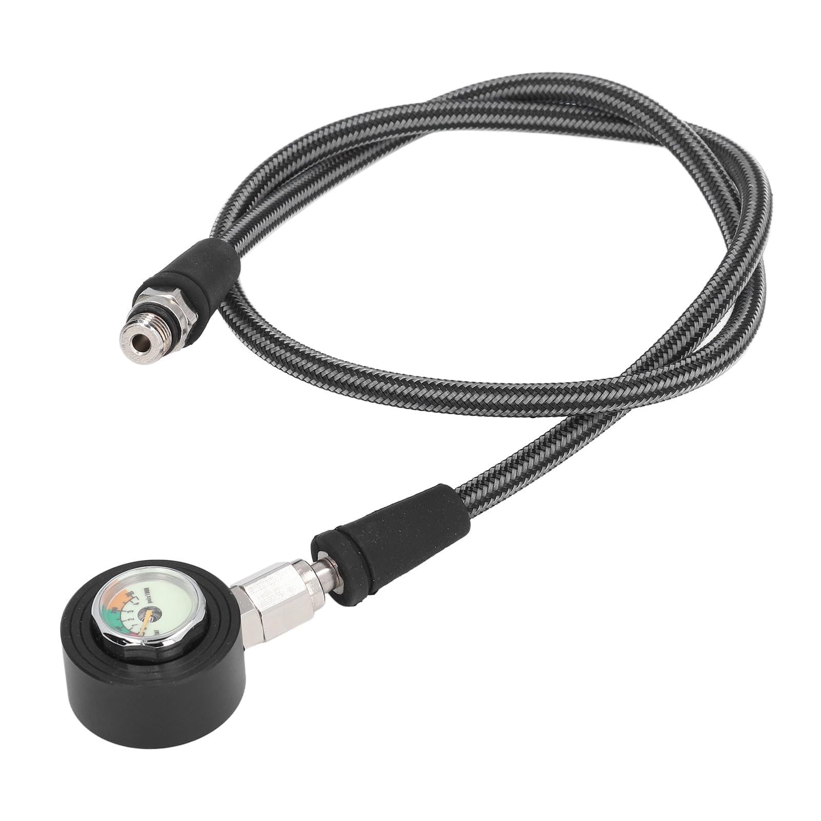 Alomejor Manomètre de Plongée sous-Marine Lumineux avec Tissage en Fibre de Carbone, Manomètre Submersible pour Régulateur BCD, équipement de Plongée sous-Marine (80 cm)