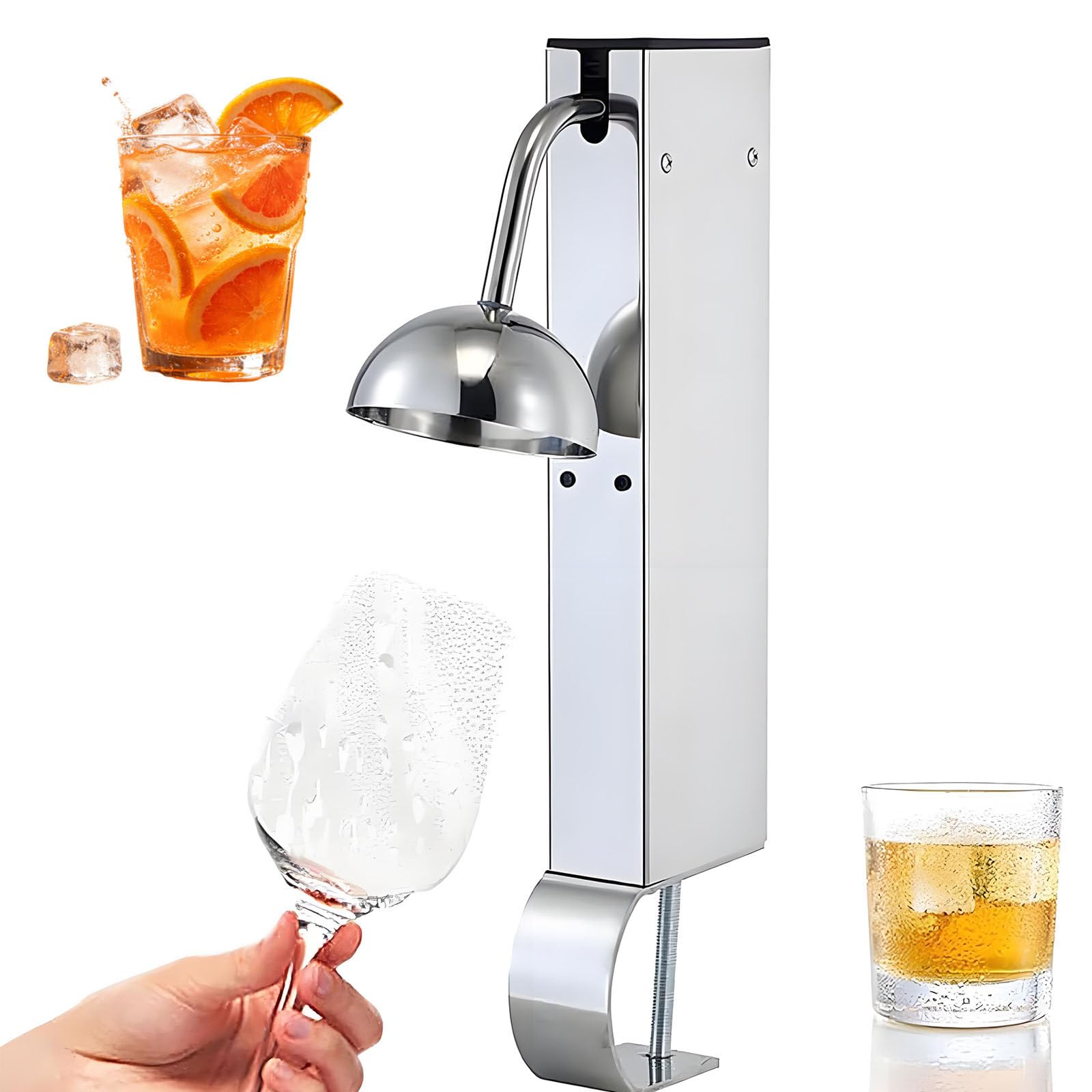 Escarchador Vidrio con CO2,Enfriador Vidrio para Vino Acero Inoxidable | Enfriador Copas,Enfriamiento Rápido a -45 °c En 6-8 S,Enfriador Instantáneo Bebidas para Cócteles,Cerveza,Bebidas Mixtas