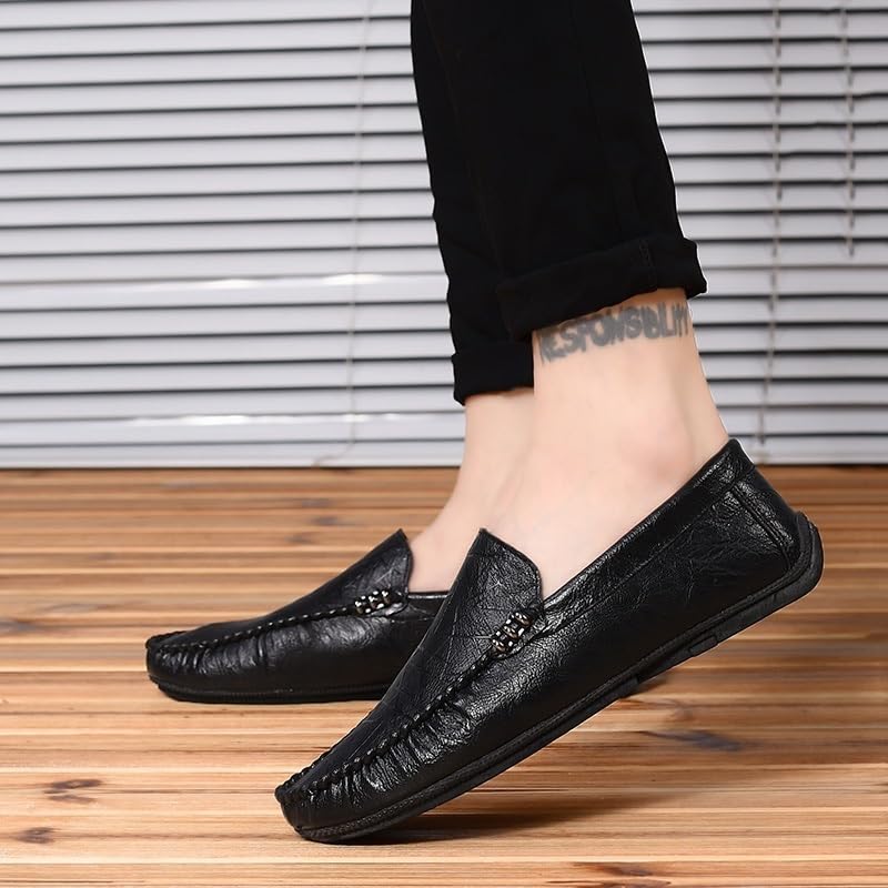 Men's Prom Loafers Shoes Vegan Leather Office Uniform Round Toe Solid Color Low Top Casual Slip-on2