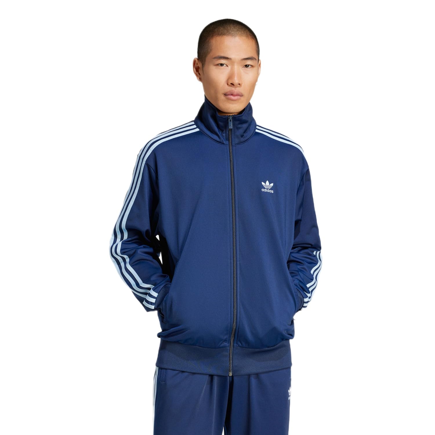 adidas Men's Navy/Blue Jacket Firebird, Blue, L