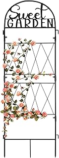 hogardeck 1PC Metal Garden Trellis 45 * 14 inch for Climbing Plants Flowers Outdoor,Heavy Duty,Black Coating Rustproof Trellis for Rose, Vegetable, Flowers, Perfect for Training Climbing Plants