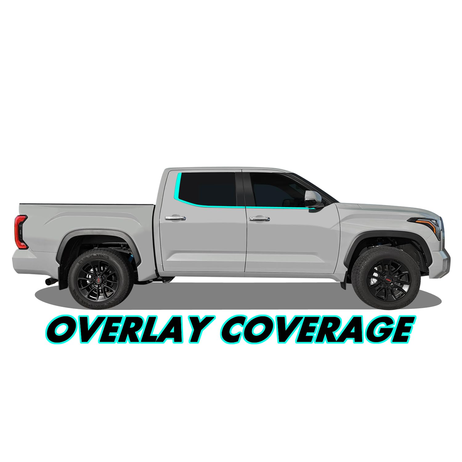 SlickMod Chrome Delete Blackout Vinyl Overlay for 2022-2024 Toyota Tundra Window Trim (Gloss Black)