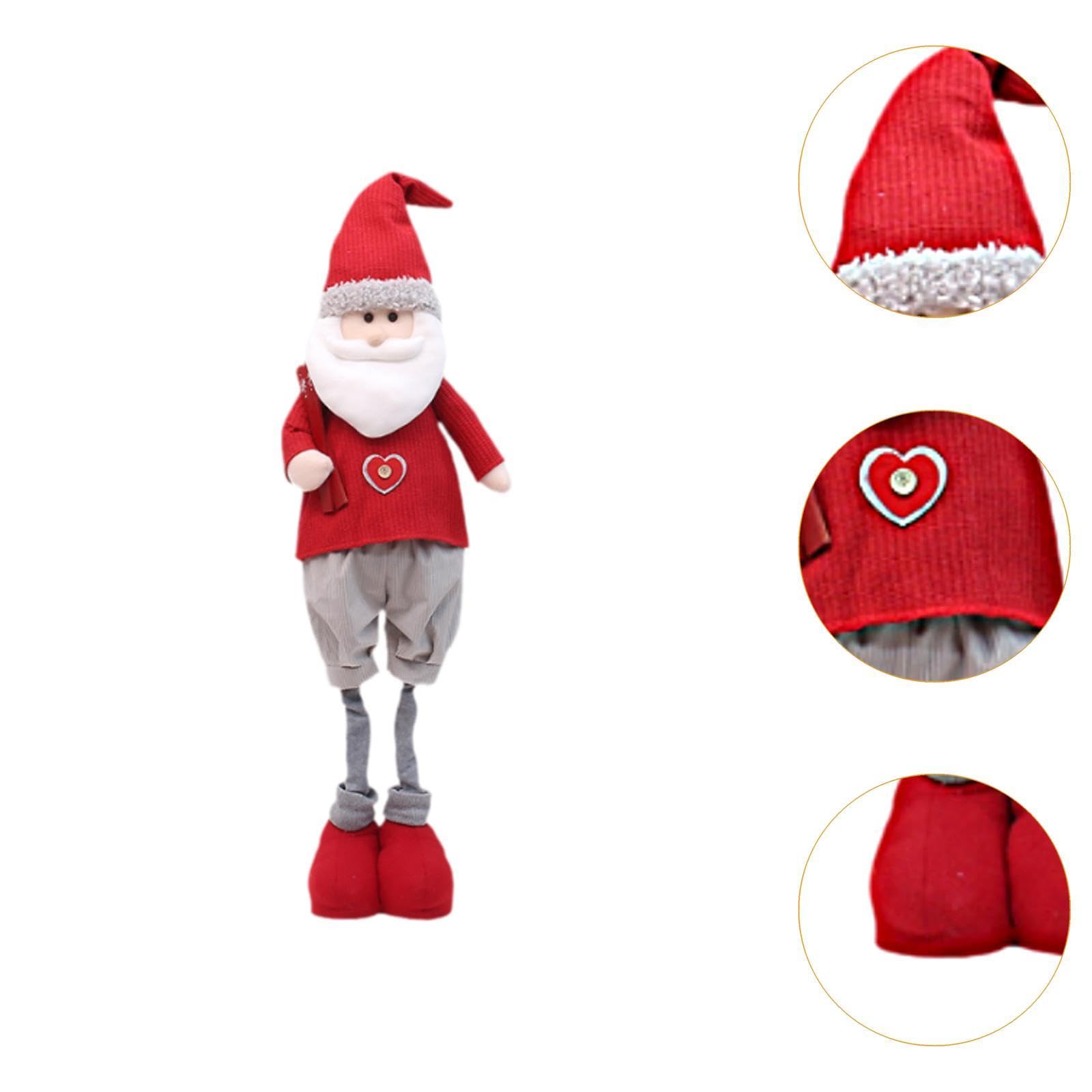 Figura Navideña, Figura de Peluche Retráctil, Adorno Navideño de Colección, Muñeco de Pie Navideño para Mesa de Granja, Papá Noel