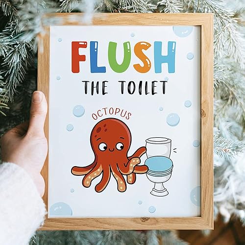 Miniatura 8 de IIILUYOT Divertidas reglas de decoración de baño de Sea Critters, juego de 4 impresiones artísticas de tiburón oceánico (8 x 10 pulgadas), póster