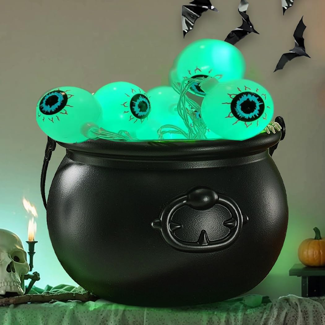 Halloween Decorations Indoor - DIY Bubbling Cauldron Set - Black Plastic Bowl Hocus Pocus Party Decoration - Spooky Vintage Decor for Home Kitchen Room Party Table