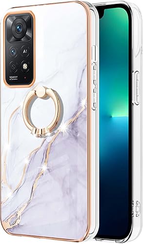 Miniatura 8 de Dinglijia Funda para Redmi Note 11 4G, funda Note 11S, TPU suave + patrón de mármol IMD brillante para niñas y mujeres, funda de protección de