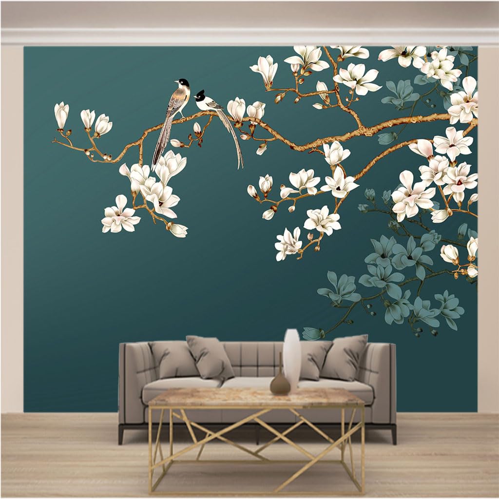 Photo mural intissé salon motif fleur oiseau pour fond tv chambre
