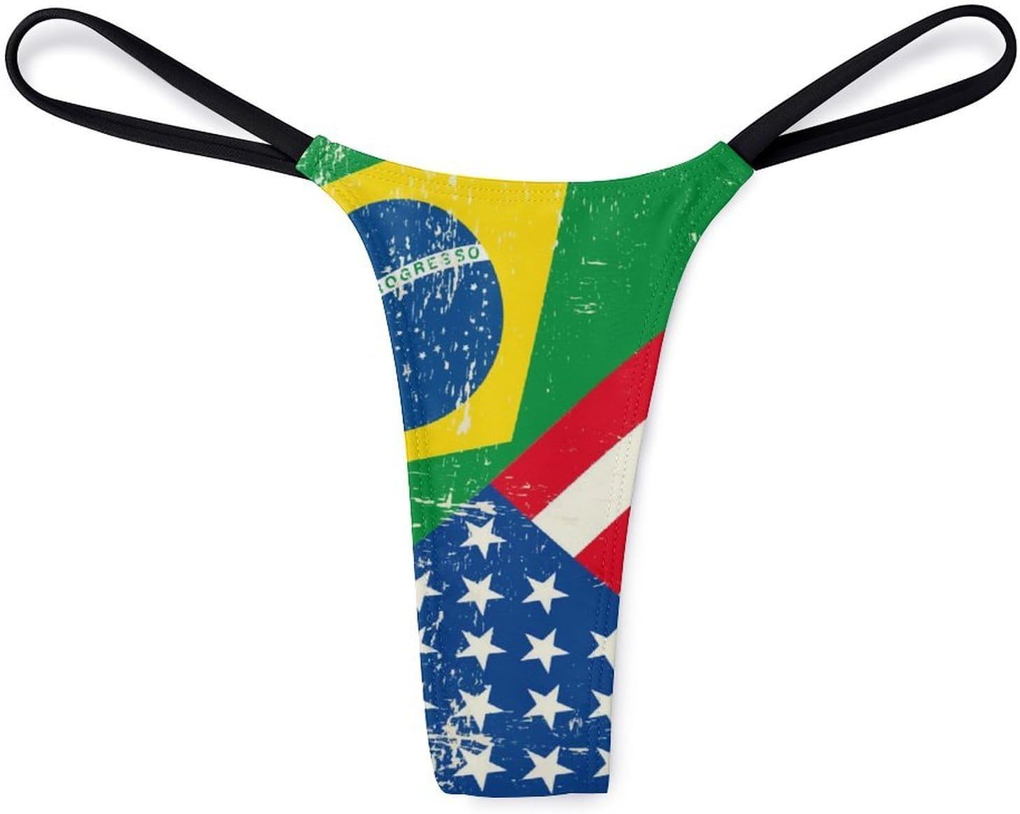 USA Brazil America Flag Sexy G String Thongs for Women Underwear | Seamless Panties Lingerie Breathable Low Rise No Show